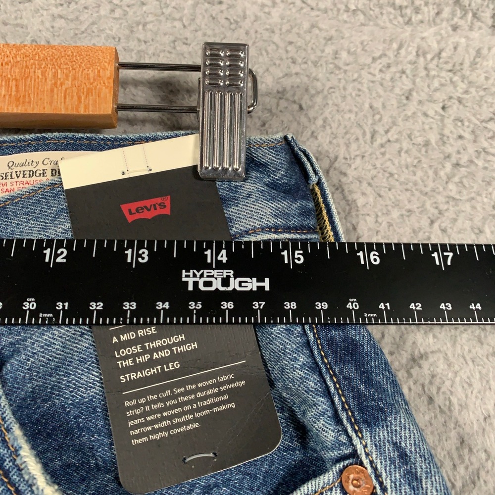 Levis 501 90s Selvedge Jeans Womens 29 Blue Straight Leg Mid Rise Premium Denim - Picture 13 of 15